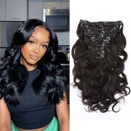Bella Hair Clip-In Human Hair Extensions Body Wave - 12 inch 160g 10pcs Real Remy Hair Wefts with 21 Clips | Long-Lasting Wavy Hair | Instant Length & Volume for All Hair Types