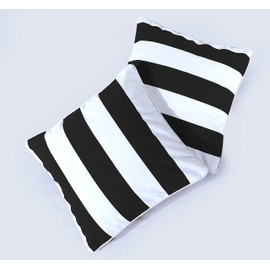 Set of 2 Cushion Cover 18 x 18" (45 x 45 cm) Black & White Stripe with Invisible Zipper Cotton Linen Square Pillowcases- Beautiful Design for Living Room, Sofa, Bedroom, Office, Couch