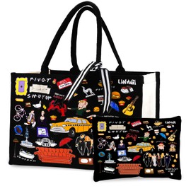 TLYHNXY Funny Fan Lover Merchandise,Friendship Themed Canvas Tote Bag,Cosmetic Bag,Happy Birthday Gifts for Women, TV Show Gifts for Beach,Shopping,Grocery,Gym