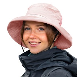 TOP-EX Sun Hat for Women Wide Brim SPF 50 UV Protection with Chin Strap Packable Bucket Hat for Travel Beach Outdoor Summer Waterproof Lightweight Gardening H iking Fishing Camping Pink L
