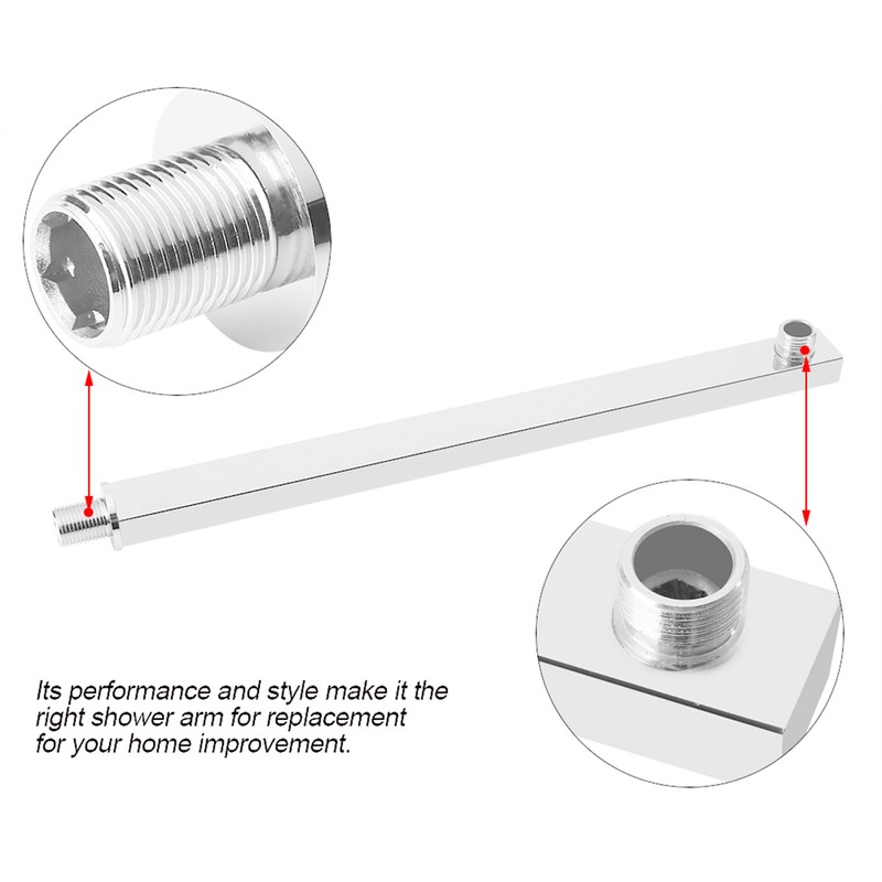 16 Inch Long Polished Stainless Steel Wall Mounted Shower Head