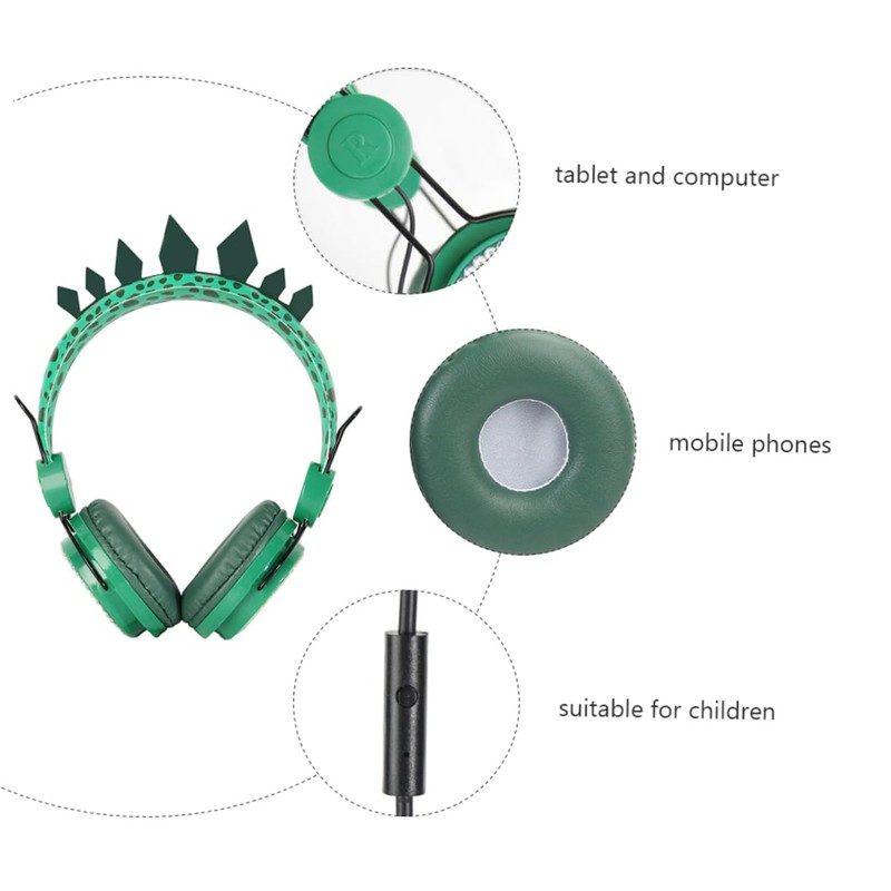 COHEALI Rhinestone Dinosaur Headphones with Mic Wired Headset for School