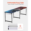 VEVOR 8 Foot Portable Pong Table, LED Lights, Foldable Tailgate