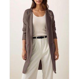 wkwmrpet Oversized Long Sweater for Women Cardigan Dressy Open Front Lapel Elegant Autumn Jackets and Coats M Light Brown