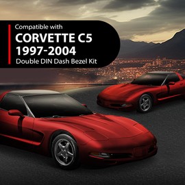 DOTCOM Double Din Radio Center Dash Bezel Kit Compatible with Chevy Corvette C5 1997 1998 1999 2000 2001 2002 2003 2004 Carbon Fiber Black 10407815
