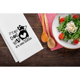 QIYUHOY It's Not Dog Hair It's Corgi Glitter Kitchen Towels Tea Towels,16 X 24 Inches Cotton Modern Dish Towels Dishcloths,Dish Cloth Flour Sack Hand Towel for Farmhouse Kitchen Decor,Dog Lover Gifts