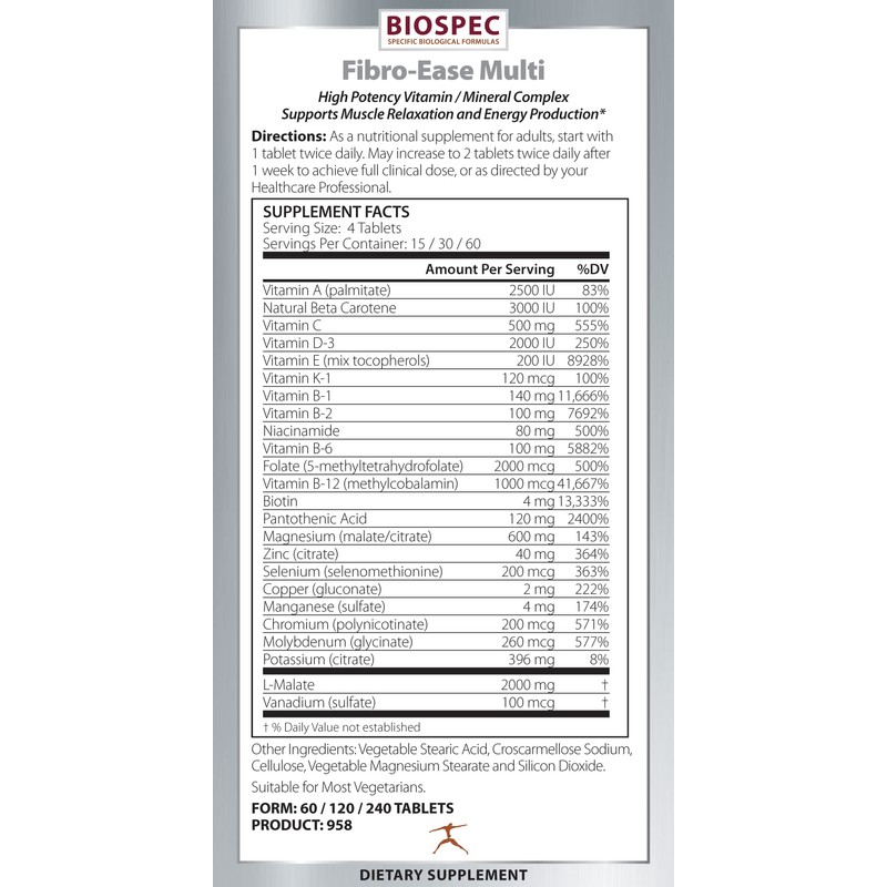 Biospec Nutritionals Fibro-Ease Multi - Contains Essential Vitamins & Minerals