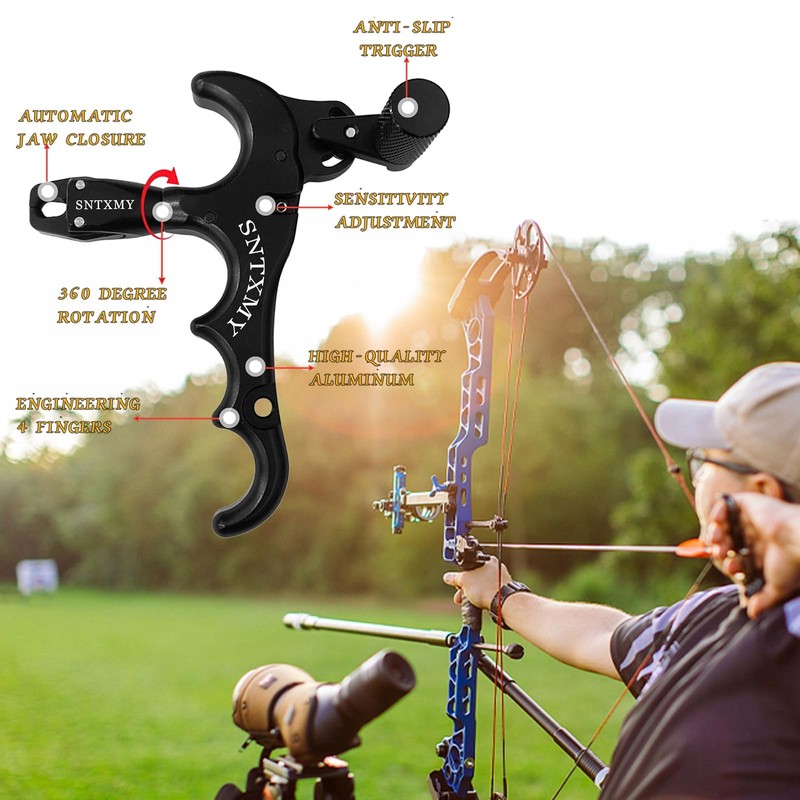 sntxmy Bow Release for Compound Bow 360° Rotatable Thumb Release
