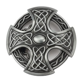 Longcreek Cross Belt Buckle for Men, Viking Celtic Cross Belt Buckle, Punk Celtic Knot Cross Round Belt Buckle, Western Cowboy Belt Buckle, Punk Rock Belt Buckle, silver