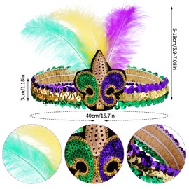 Yolyoo Mardi Gras Costume Accessory Set Tutu Skirt,Fleur De Lis Headbands,Mardi Gras Beads,Long Socks Gloves,Mardi Gras Stickers for Women Party Carnival Costume