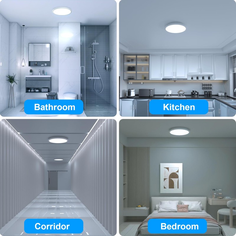 LUTW LED Ceiling Light 24W, Round Flush Ceiling Light 6500K