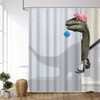 tapHome Funny Dinosaur Shower Curtain Set for Bathroom, White Fun