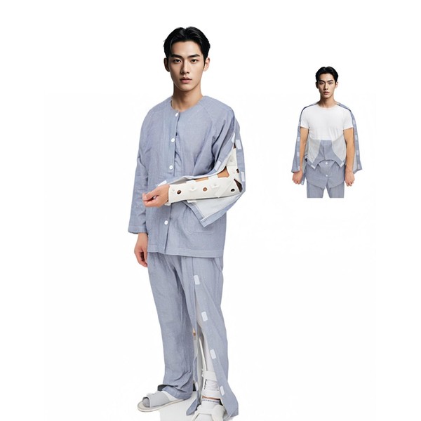 LAROTSUBA Summer Cotton Bedridden Patient Clothing,Disability Clothing With Fully Open