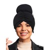 IYOU African Turban Head Wrap Black Pre-Tied Beanie Cap Headwear