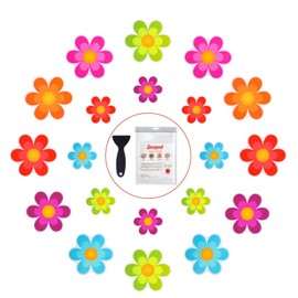 Secopad Bathtub Stickers Non-Slip, Safety Shower Treads Adhesive Bright Flowers Appliques with Premium Scraper