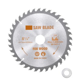 Kozelo Circular Saw Blade - [8-1/4-inch x 36 Teeth x 1.2-inch Arbor] Circular Cutting Blade with 1.2" to 5/8" Washer Adapter for Soft Metal Woodworking Plastic Use, 0.1-inch Kerf