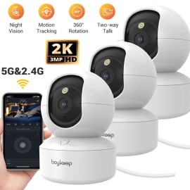 Boykeep 3PC Security Camera System Baby Pet Monitor Smart WiFi Night Vision Wired Cam 2K
