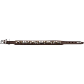 HUNTER Arizona UP Dog Collar, Colour: Brown, High-Quality Cowhide Leather, Luxurious Studded Decoration, Robust & Soft, Handmade, Comfortable & Unique, Made in Germany, Size: 47