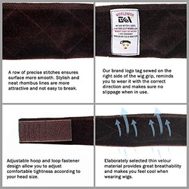gexworldwide- Bandas de sujeción para peluca GEX, paquete de 2, banda de terciopelo flexible para la cabeza, banda ajustable para peluca, color marrón