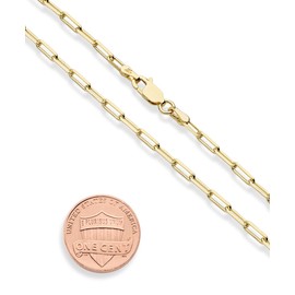 Miabella Solid 925 Sterling Silver 2.5mm Paperclip Link Chain Anklet Ankle Bracelet for Women, Made in Italy (yellow-gold-plated-silver, 9 Inches)