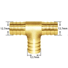 Joyway 1/2" ID Hose Barb, Tee 3 Way Union Fitting Intersection/Split Brass Water/Fuel/Air
