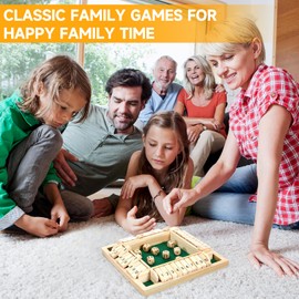Havnidy Shut The Box Game 4 Player Wooden Table Game,Classic Dice Games,Travel Game,Wooden Math Traditional Pub Board Dice Game, Family Board Games