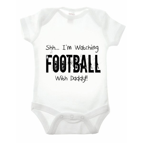 Reality Glitch Shh... I'm Watching Football with Daddy Romper, White,