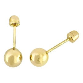 Aretes Broqueles De Oro 10k Para Nina Bolita 4mm Joyeria Infantil Fina Comodos Seguros Hipoalergenicos Lujo Elegante Uso Diario Regalo Bautizo Cumpleaños Recien Nacida Alta Calidad Garantia