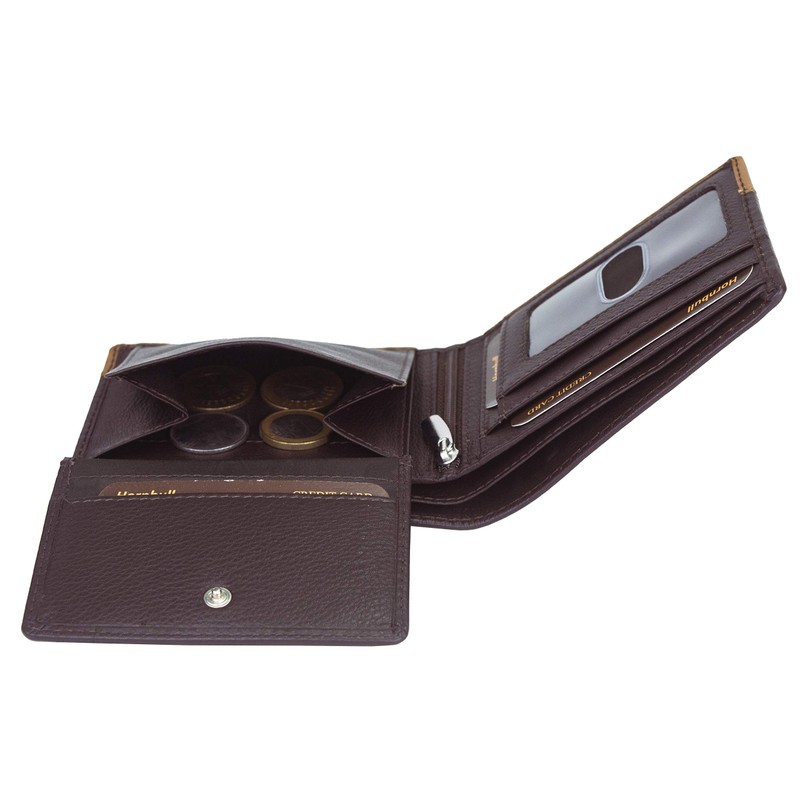 HORNBULL Buttler Mens Genuine Leather RFID Blocking Wallet, brown, Casual