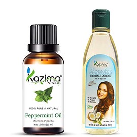 KAZIMA Combo of Peppermint Oil 15 ml & Jasmine Herbal Hair Oil 100 ml for Hair and Skin (Combo of 2)
