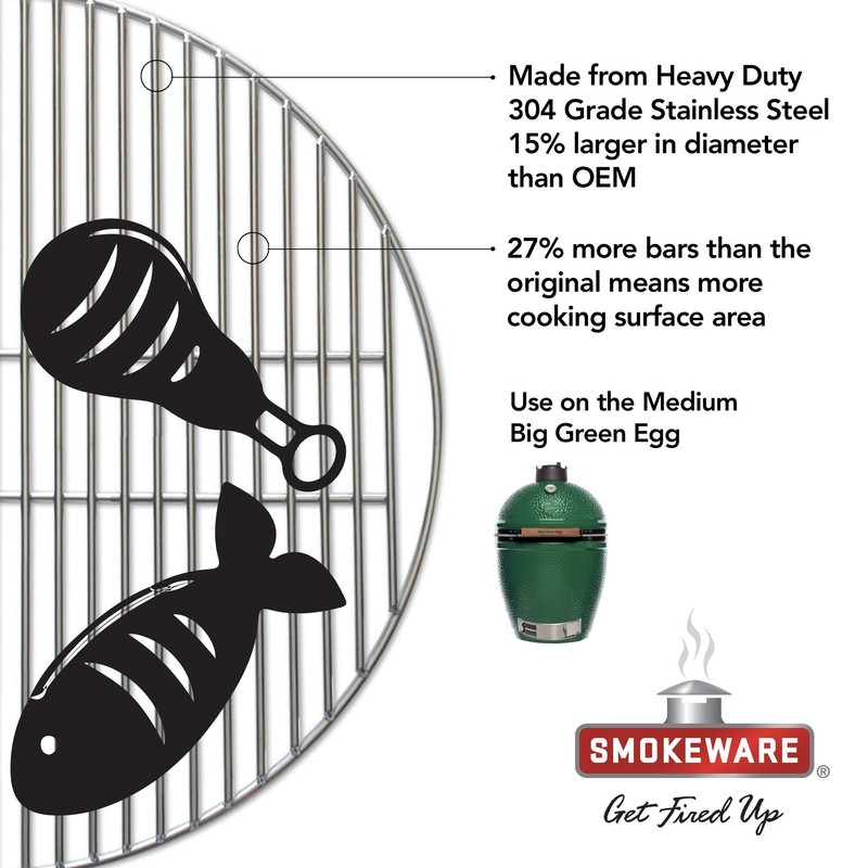 SMOKEWARE Stainless Steel Grill Grate – Compatible with Medium Big