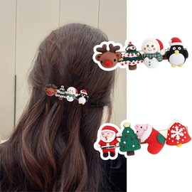 Christmas Hair Clip 2PCS Christmas Duckbill Hair Clips Cute Colorful Exquisite Santa Claus Elk Hairpin Cartoon Xmas Ornaments Xmas Hair Accessories