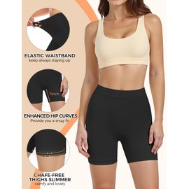 ZENUTA Slip Shorts for Women Under Dresses, Seamless Anti Chafing Short Summer, Biker Shorts for Women(2pcs Black Nude)