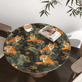 Jungle Tiger Wallpaper Peel and Stick Animals Wallpaper 17.5 in x 32.8 ft Vintage Leaf Contact Paper Vinyl Self Adhesive Boho Floral Wall Mural Modern Wall Paper for Room Kitchen Cabinets Locker