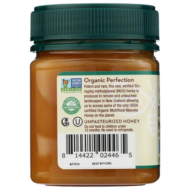 WEDDERSPOON Organic Raw Manuka Honey MGO 50, 8.8 OZ