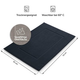 Blumtal Terry Bath Mat, 100% Cotton, 50 x 80 cm, Oeko-Tex Certified Bath Mat and Shower Mat, Bathroom Rug and Bath Mat in Set, 2 Pieces, in Dark Blue