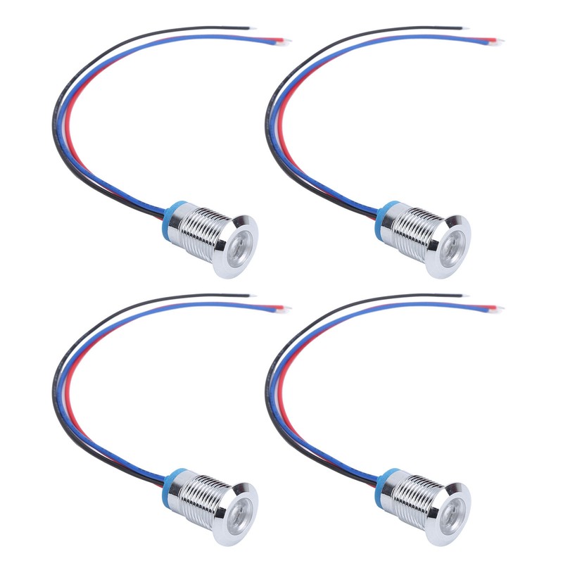 4 Sets PreWired Round LEDs Waterproof 2Color Indicator Lights Common