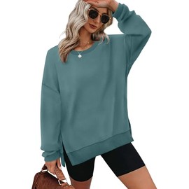 XIEERDUO Baggy Shirts For Women Pullover Tunics Or Tops To Wear With Leggings Greyblue XXL