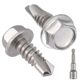 VGBUY 70Pcs #14 x 3/4" Self Drilling Screws for Metal,410 Stainless Steel Self Tapping Screws,Sheet Metal Screws,Quick Metal Tapping,Hex Washer Head