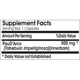 PAU D'Arco 500mg // 100 Capsules // Pure // by PureControl Supplements