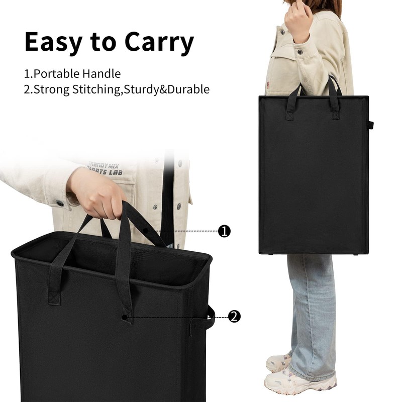 ZERO JET LAG Slim Laundry Hamper With Handles Collapsible Laundry