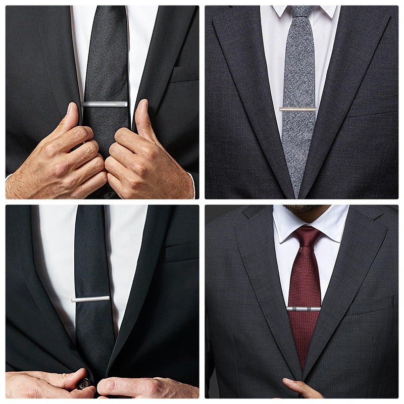 Wynameleri Tie Bars Clips 8 PCS, 1.6 Inches Business Shirt