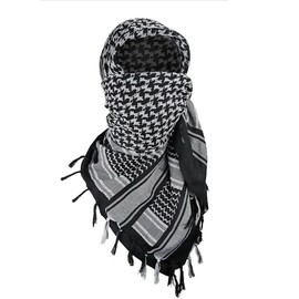 Palestine Shemagh White/Black 100% Cotton Keffiyeh Scard Wrap Men and Women - Color: Black/white