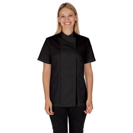 PALLTEX Nori Lady SS Chef's Jacket Women's Short Sleeve Chef Jacket Women's Chef Clothing Professional Chef Uniform Short Sleeve Chef Jacket Women, Black, M