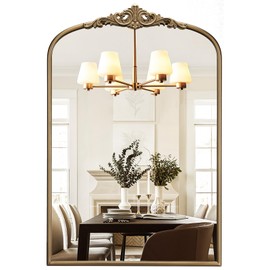 Wiserset Arched Antique Wall Mirror, 22”x30” Vintage Gold Bathroom Vanity Mirror, Ornate Arch Mirror for Over Sink/Fireplace/Entryway