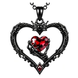 REDSUN - Collar de mano con esqueleto y corazón negro
