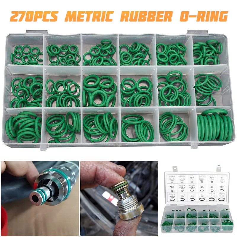 AICEL 270pcs Rubber O Ring Kit, 18 Sizes Silicone Rubber