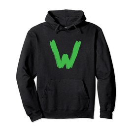 Creative Bold Green Letter W - Design Alphabet - Marker Pullover Hoodie