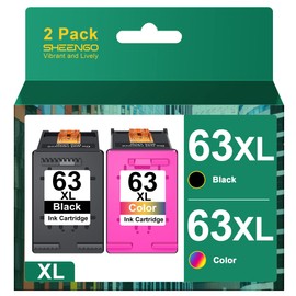 63XL Ink Cartridges Black and Color Remanufactured Replacement for HP Ink 63 63XL 63 HP63XL Used for DeskJet 1112, 2130, 3630 Series; Envy 4510, 4520; OfficeJet 3830, 4650, 5200 Printer F6U63A F6U64A