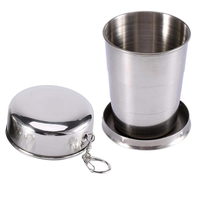 Asixx Stainless Steel Folding Cup, Extendable Cup, Outdoor, Small, Lightweight,